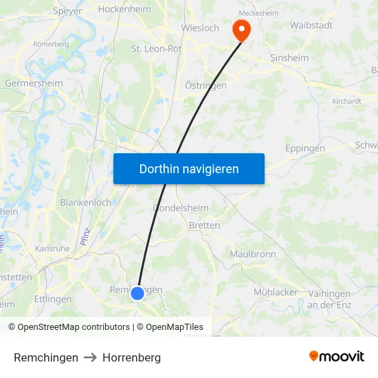 Remchingen to Horrenberg map
