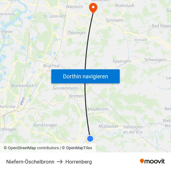 Niefern-Öschelbronn to Horrenberg map