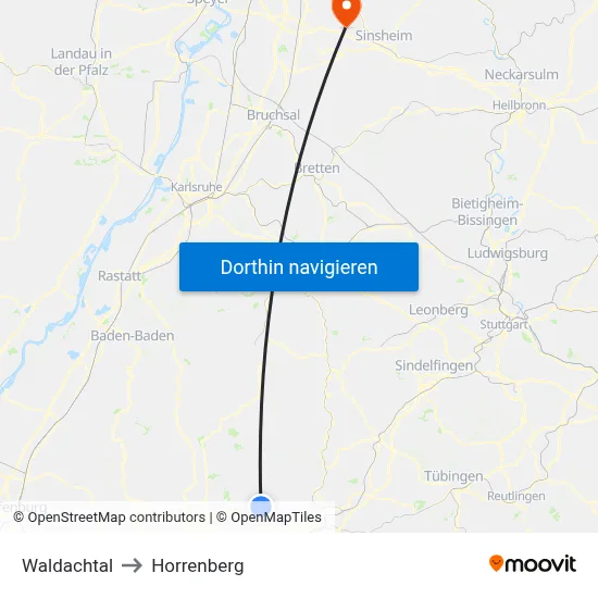Waldachtal to Horrenberg map