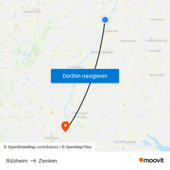 Rülzheim to Zienken map