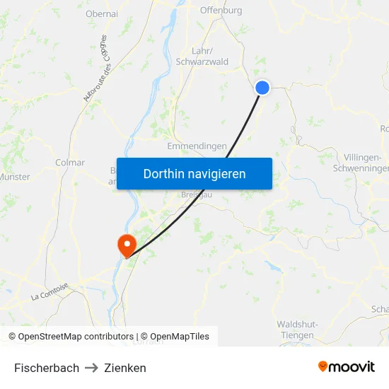 Fischerbach to Zienken map