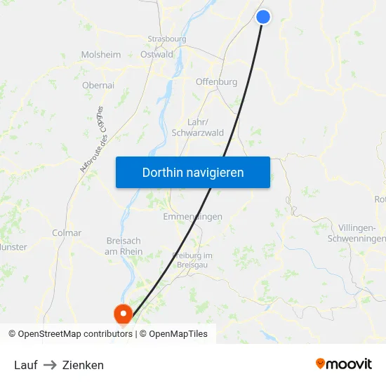 Lauf to Zienken map