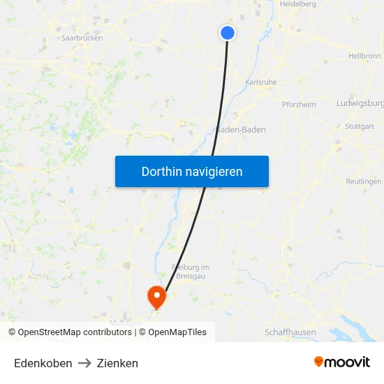 Edenkoben to Zienken map