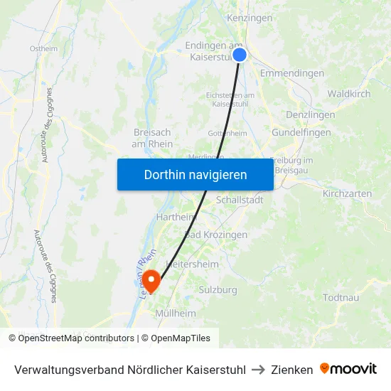 Verwaltungsverband Nördlicher Kaiserstuhl to Zienken map