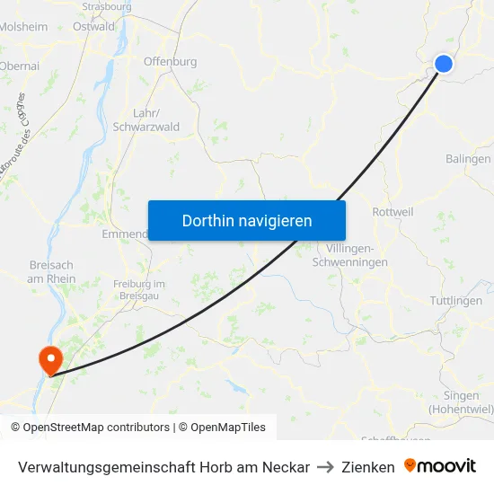 Verwaltungsgemeinschaft Horb am Neckar to Zienken map