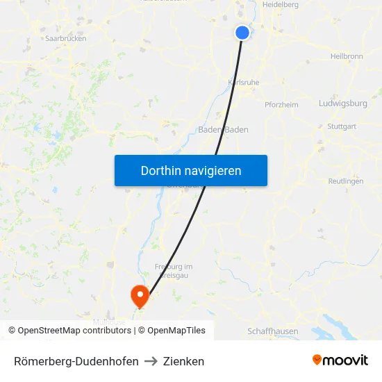 Römerberg-Dudenhofen to Zienken map