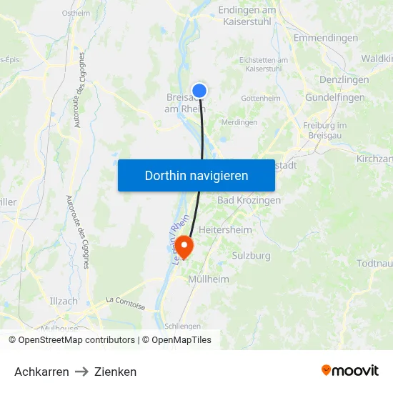Achkarren to Zienken map