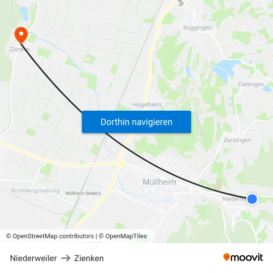 Niederweiler to Zienken map