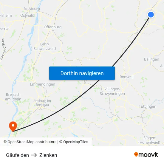 Gäufelden to Zienken map