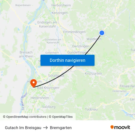 Gutach Im Breisgau to Bremgarten map