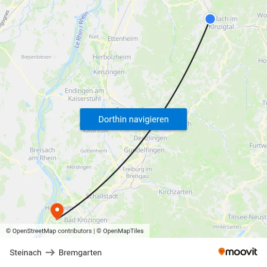 Steinach to Bremgarten map