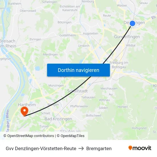 Gvv Denzlingen-Vörstetten-Reute to Bremgarten map