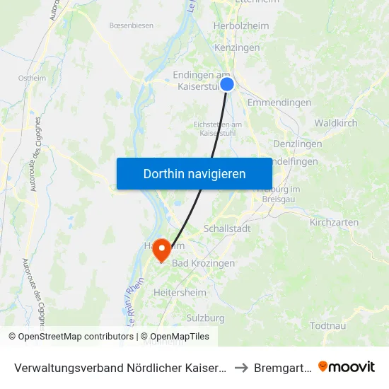 Verwaltungsverband Nördlicher Kaiserstuhl to Bremgarten map