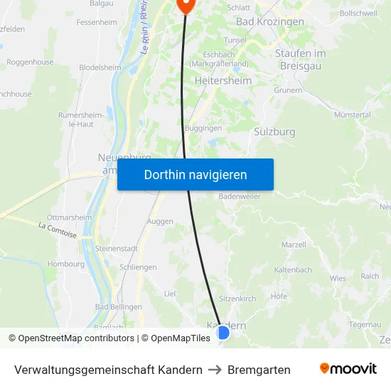 Verwaltungsgemeinschaft Kandern to Bremgarten map