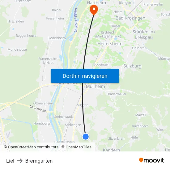 Liel to Bremgarten map