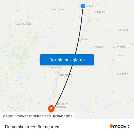 Flomersheim to Bremgarten map