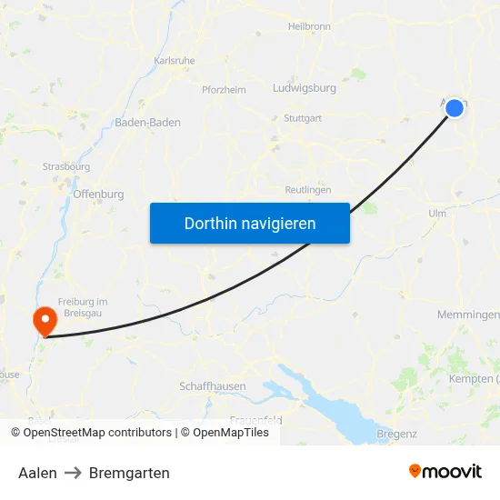 Aalen to Bremgarten map