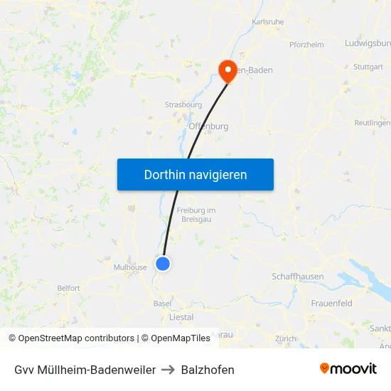 Gvv Müllheim-Badenweiler to Balzhofen map