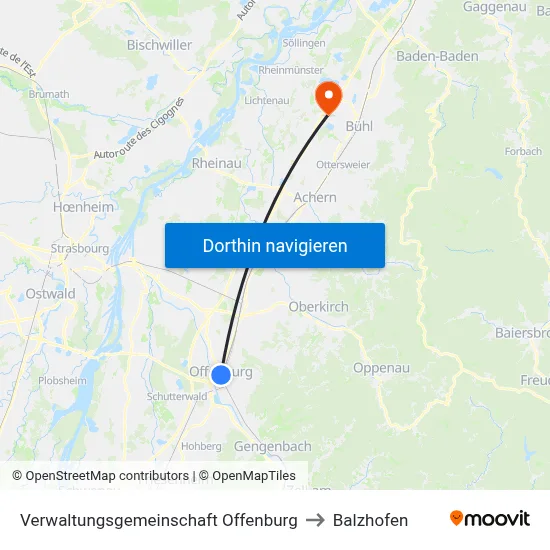 Verwaltungsgemeinschaft Offenburg to Balzhofen map