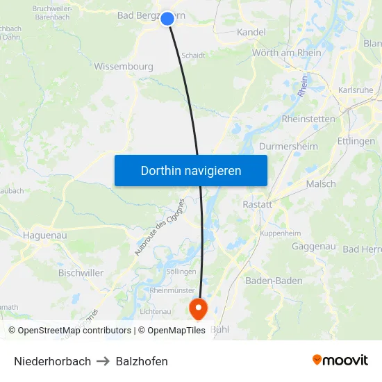 Niederhorbach to Balzhofen map