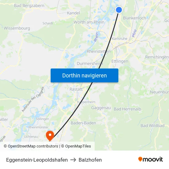 Eggenstein-Leopoldshafen to Balzhofen map