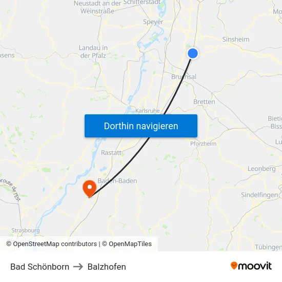 Bad Schönborn to Balzhofen map