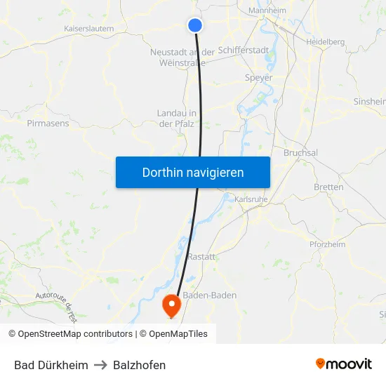 Bad Dürkheim to Balzhofen map