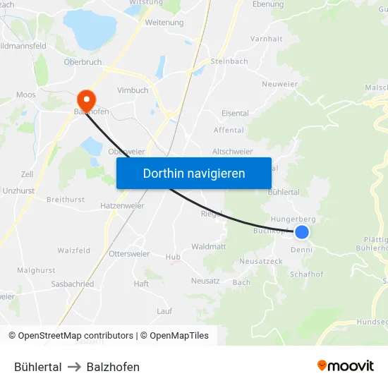 Bühlertal to Balzhofen map