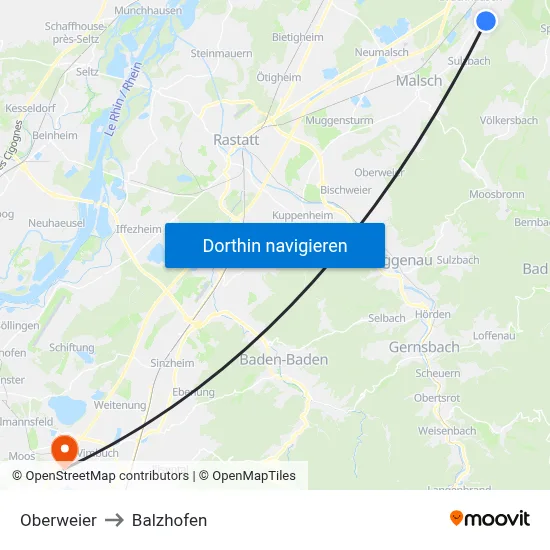 Oberweier to Balzhofen map
