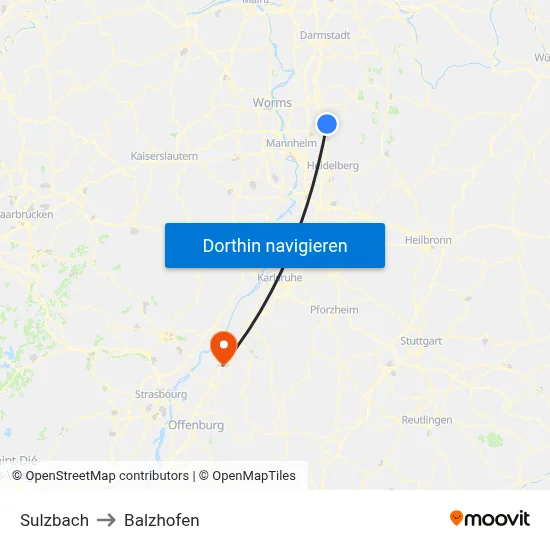 Sulzbach to Balzhofen map
