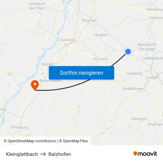 Kleinglattbach to Balzhofen map