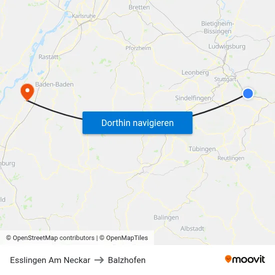 Esslingen Am Neckar to Balzhofen map