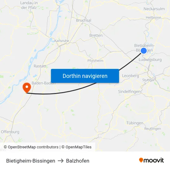 Bietigheim-Bissingen to Balzhofen map