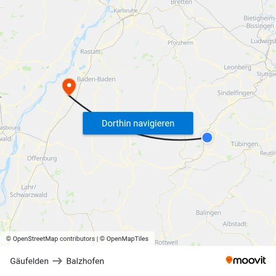 Gäufelden to Balzhofen map