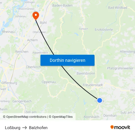 Loßburg to Balzhofen map