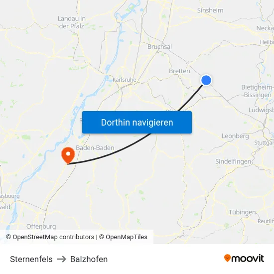 Sternenfels to Balzhofen map