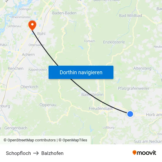 Schopfloch to Balzhofen map