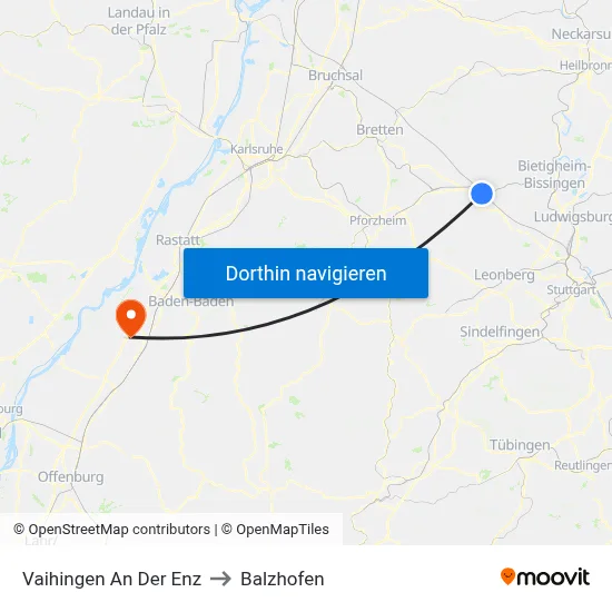 Vaihingen An Der Enz to Balzhofen map