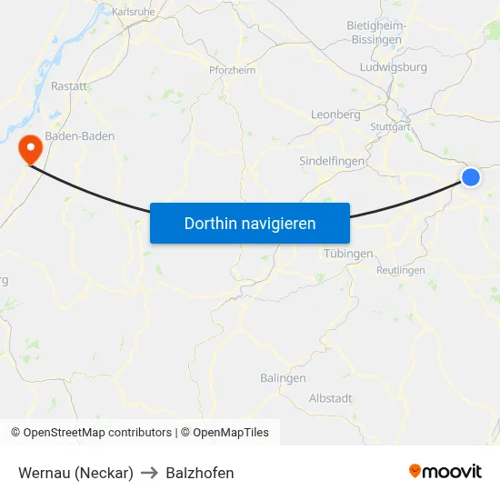 Wernau (Neckar) to Balzhofen map