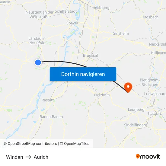 Winden to Aurich map
