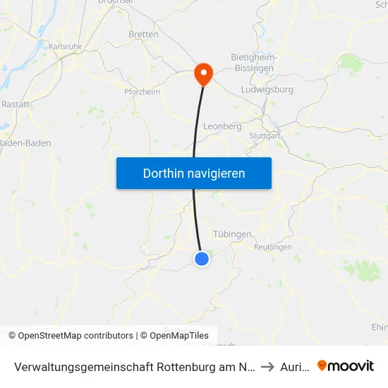 Verwaltungsgemeinschaft Rottenburg am Neckar to Aurich map