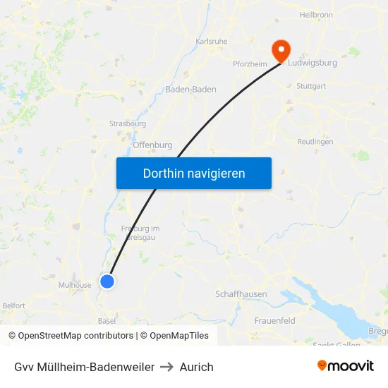 Gvv Müllheim-Badenweiler to Aurich map