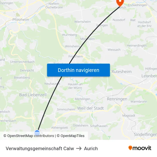 Verwaltungsgemeinschaft Calw to Aurich map