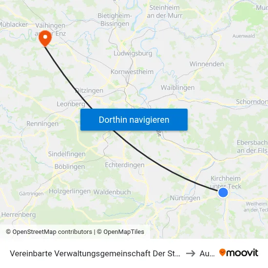 Vereinbarte Verwaltungsgemeinschaft Der Stadt Kirchheim Unter Teck to Aurich map