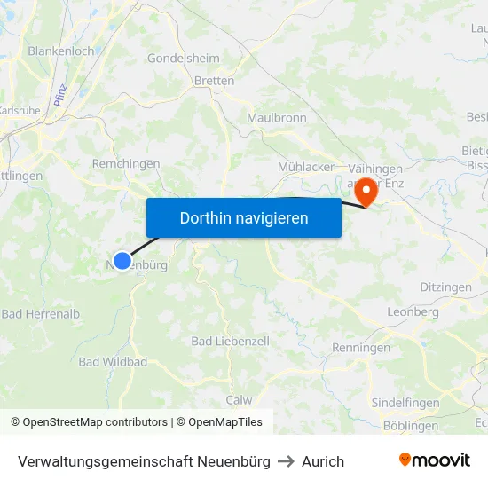 Verwaltungsgemeinschaft Neuenbürg to Aurich map