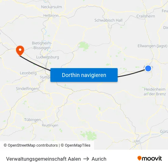 Verwaltungsgemeinschaft Aalen to Aurich map