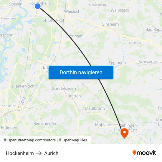 Hockenheim to Aurich map