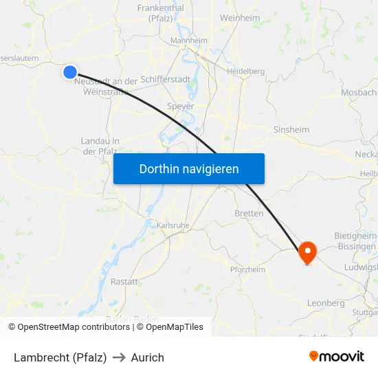 Lambrecht (Pfalz) to Aurich map