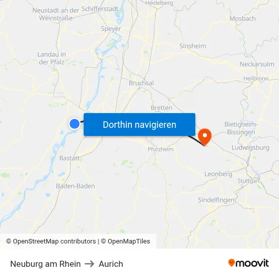 Neuburg am Rhein to Aurich map