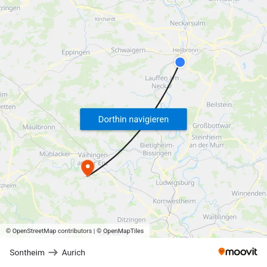 Sontheim to Aurich map